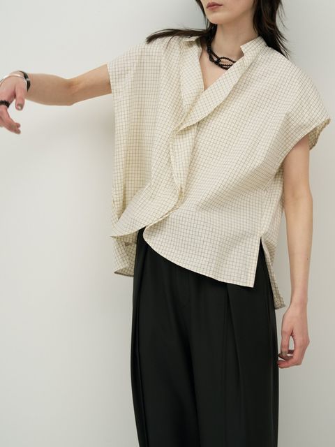 [1263-632MK] ラインフロントカーブヘムシャツPO アイボリー