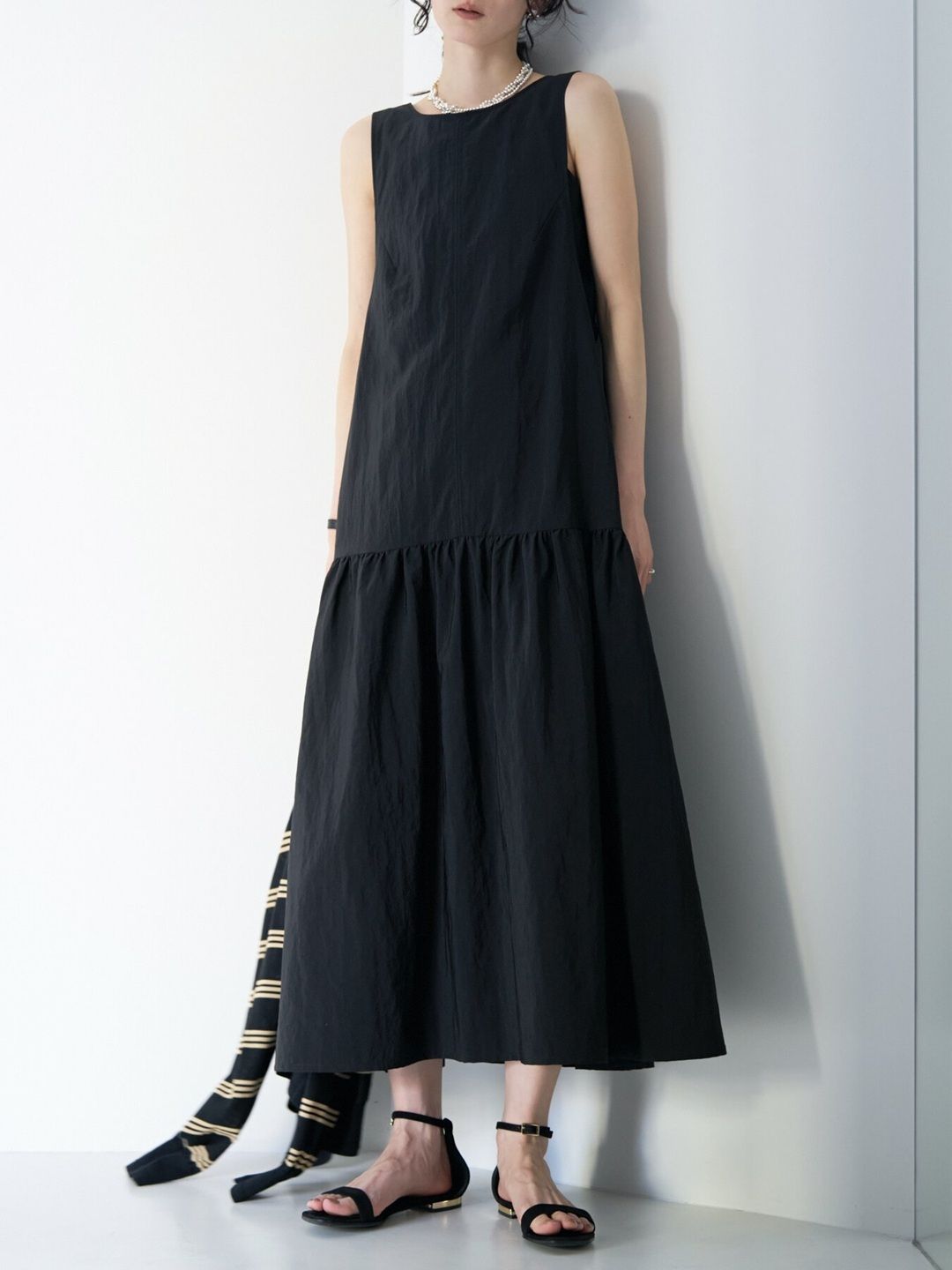 [5263-659YM] バッククロスティアードOP ブラック