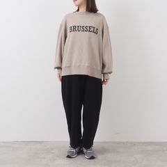 スーパーストレッチベアワッフル BRUSSELS プリントPO ベージュxブラック