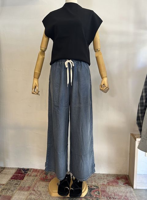 テンセルデニムワイドパンツ ブルー