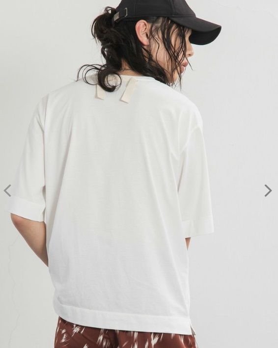 5分袖Tシャツ 白豆