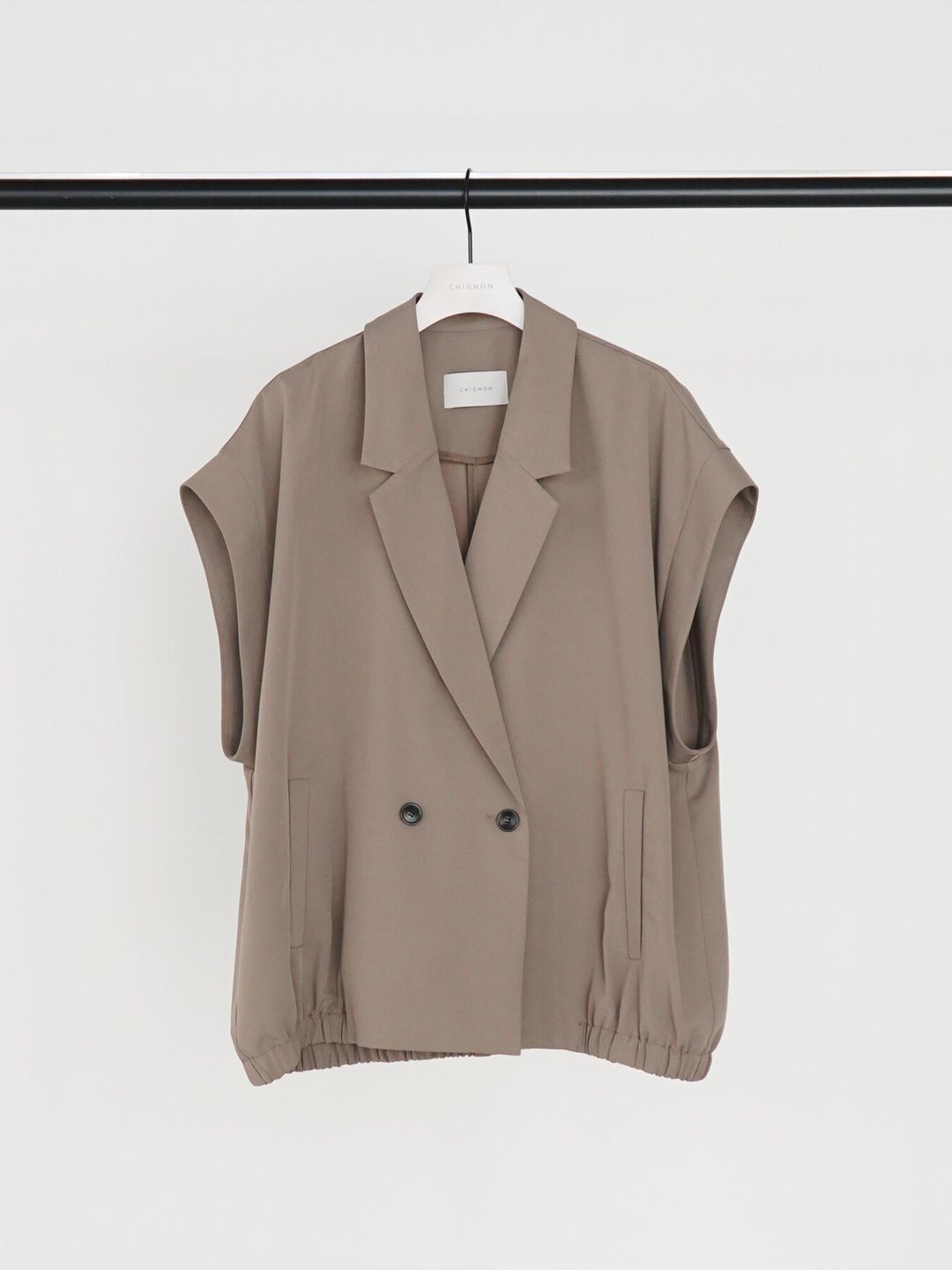 [4263-623MK] オーバーフォルムダブルジレ モカ