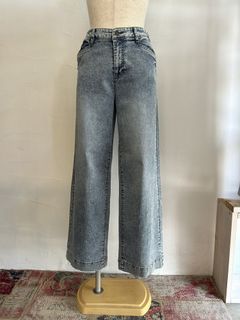 接触冷感ワイドデニムパンツ ブリーチ