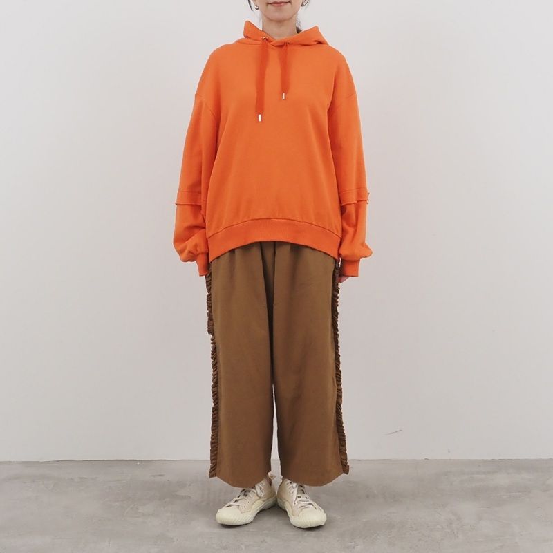 セントラル裏毛カットオフパーカー カーキグレー