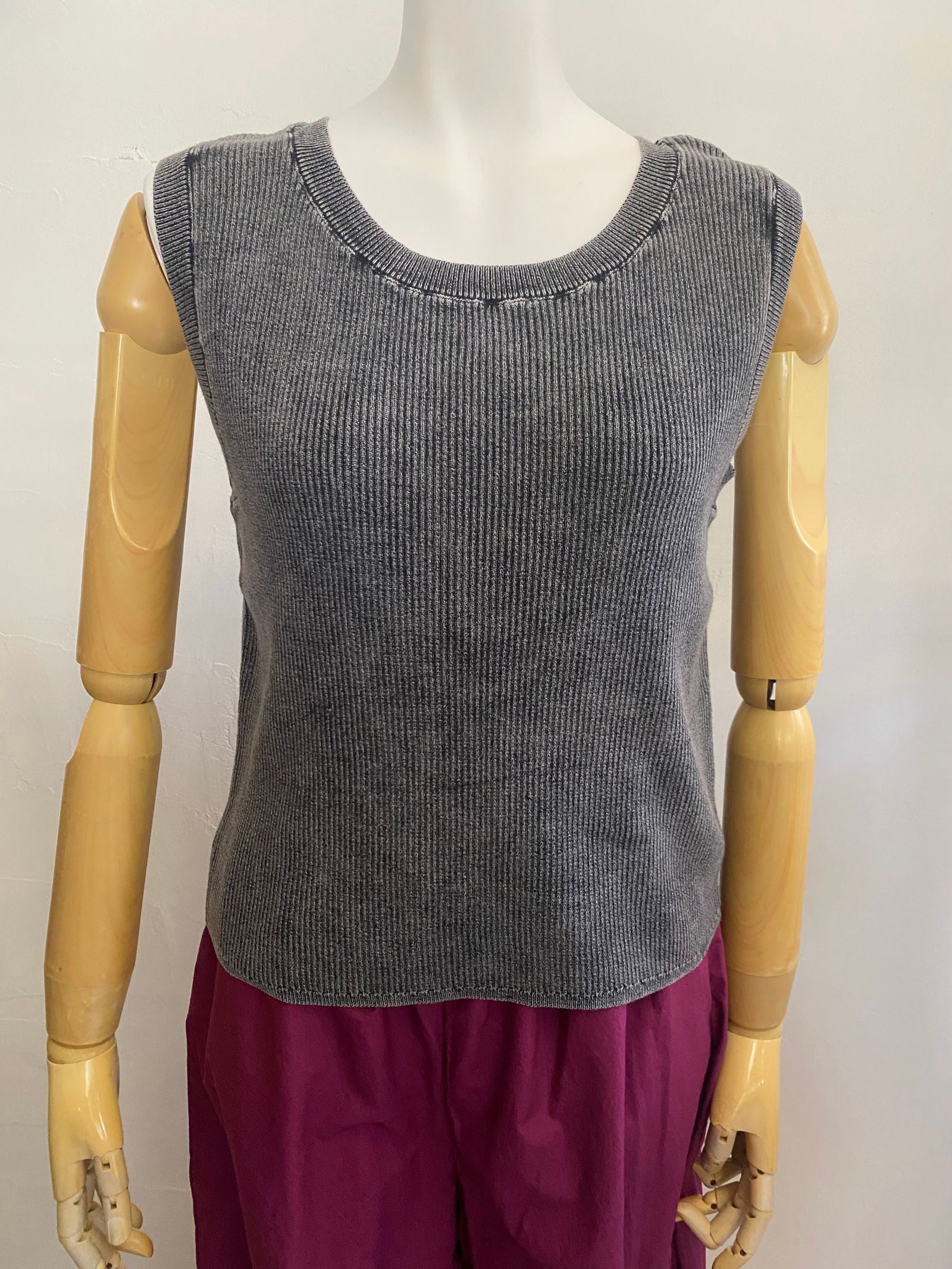 コットンリブ ストーンウォッシュ タンク チャコール