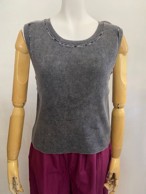 コットンリブ ストーンウォッシュ タンク チャコール