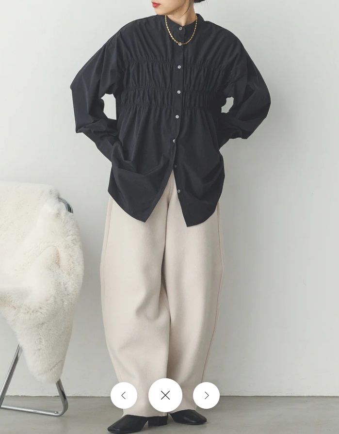 前後2WAYコットンライクシャーリングシャツ ブラック
