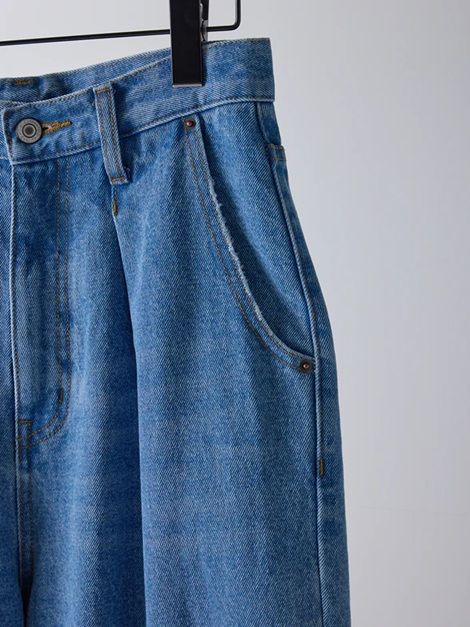 LASER CUT WIDE DENIM ブルー