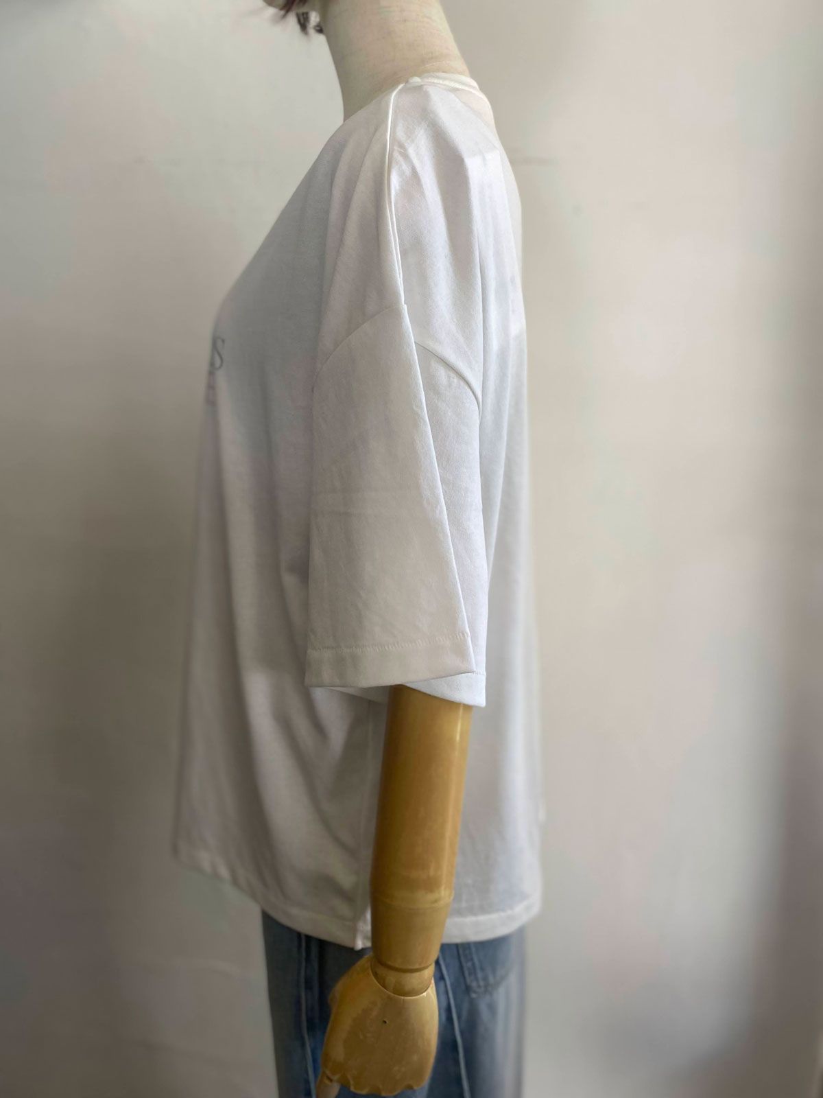USAコットン アシメロゴTシャツ オフホワイト