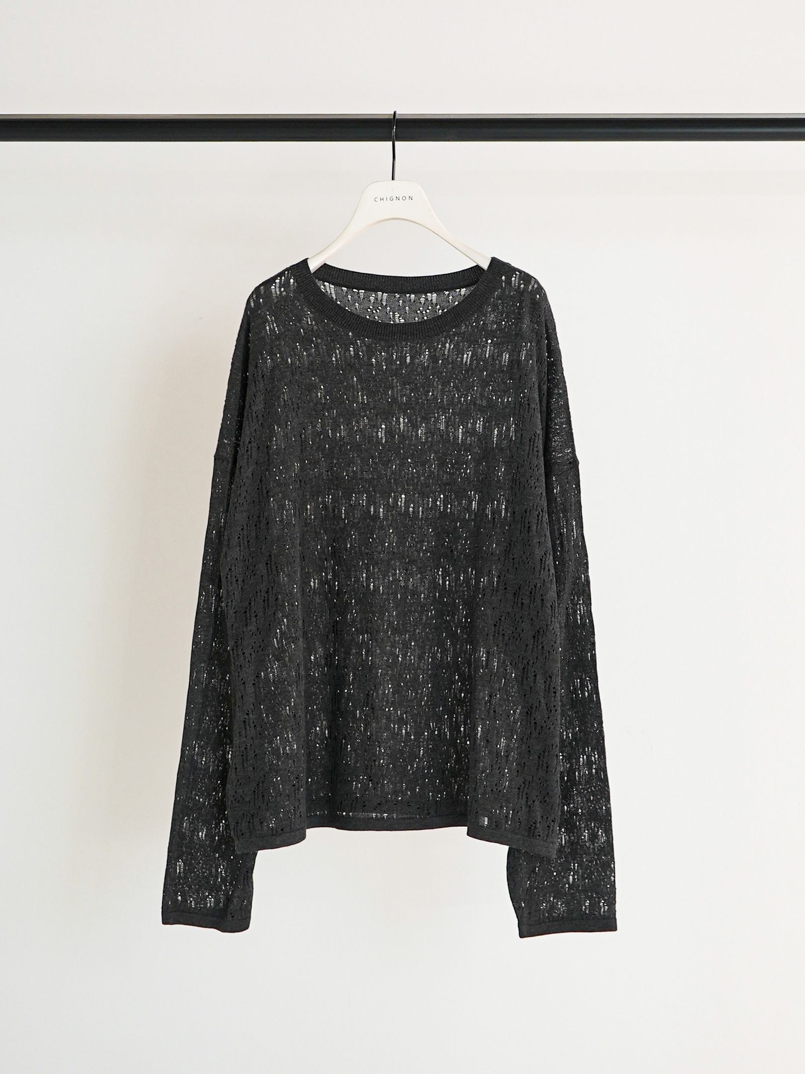 [9561-088GS] クラッシュドットニット ブラック