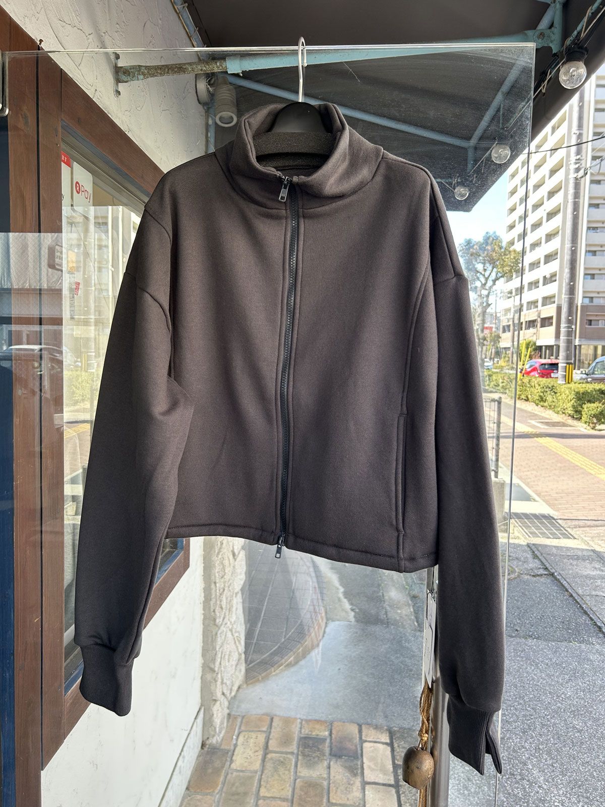 裏起毛 Wジップハイネックブルゾン チャコール