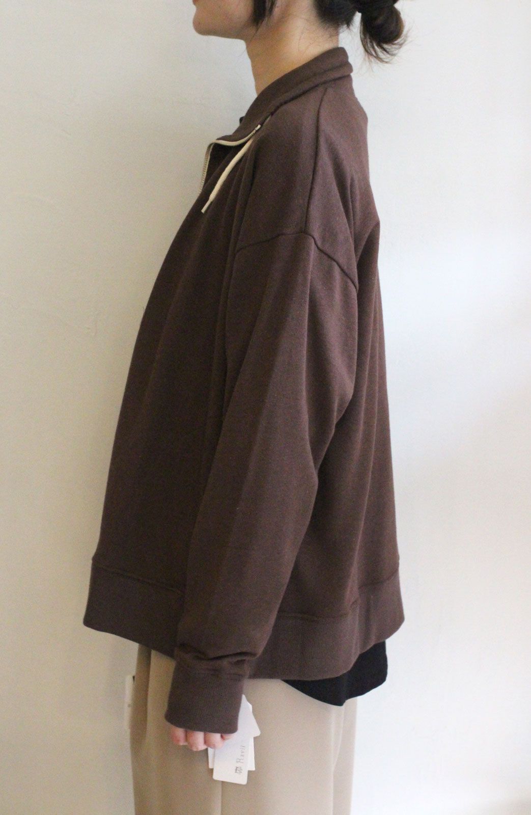 ガーゼフリースジップアップブルゾン ブラウン