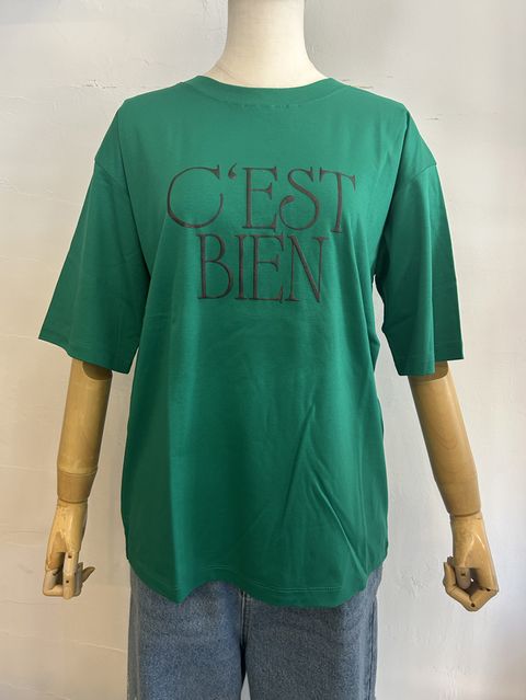 3DグリッターロゴTシャツ グリーン