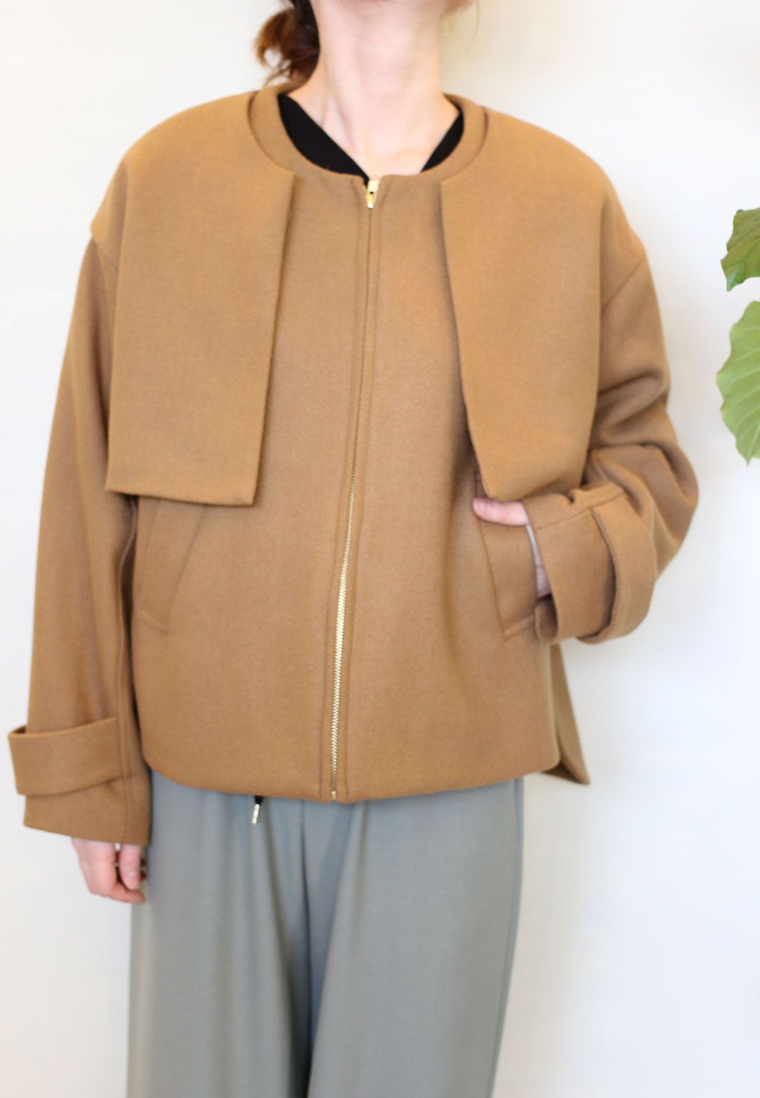 カルゼレイヤード風ジャケット キャメル