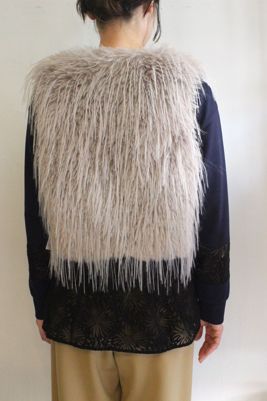 ロングファーニットベスト ライトグレー