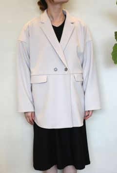 ラウンドヘムウールジャケット グレージュ