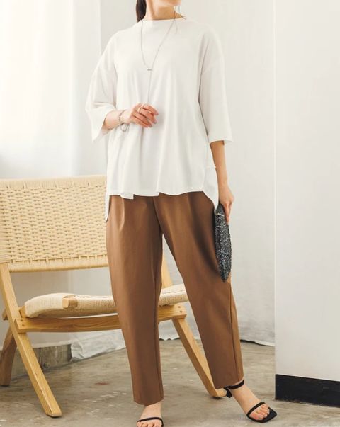 【新色追加】接触冷感テーパードパンツ ブラウン