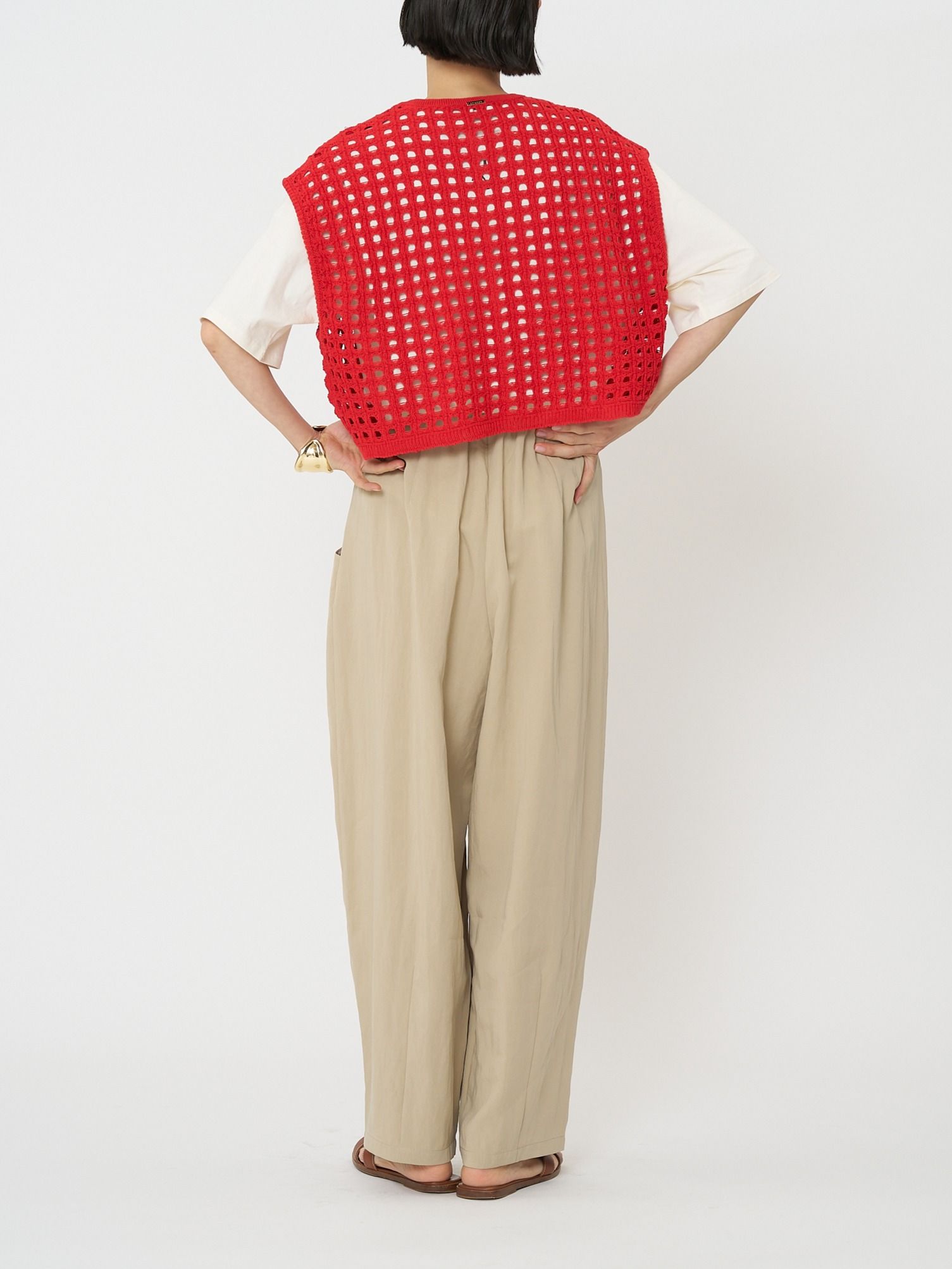 [3261-026MK] フロントタックカーヴィーPT アイボリー