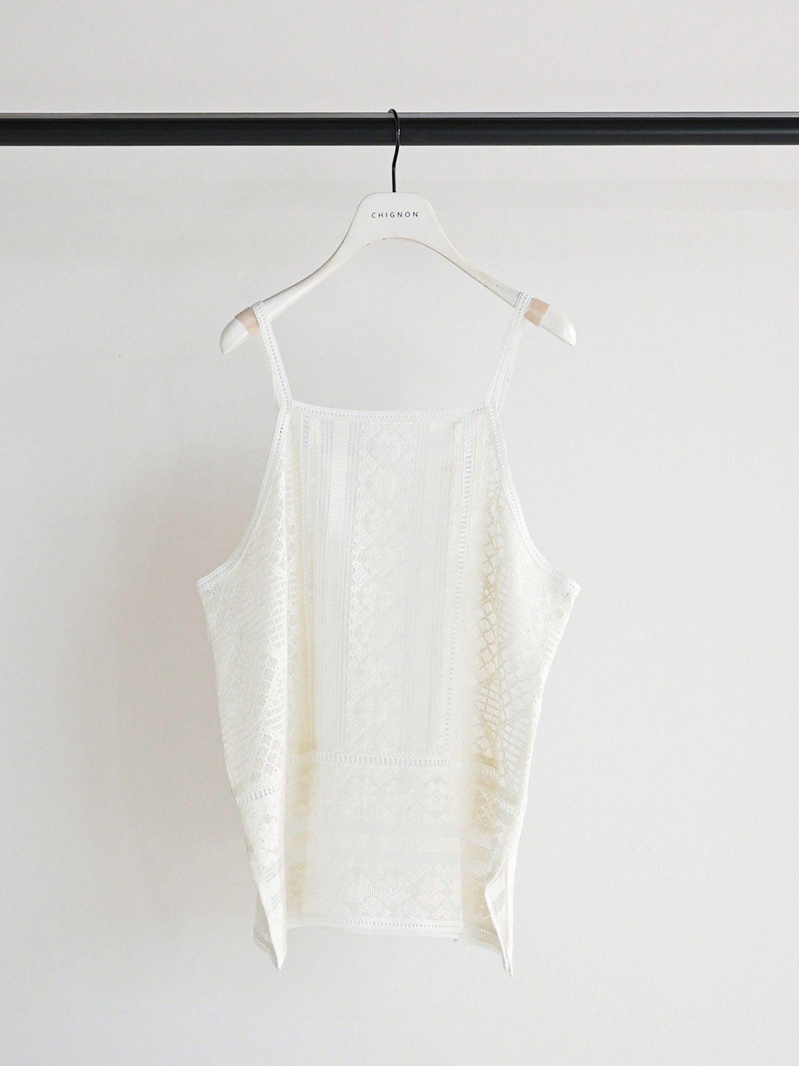 [1861-050BZ] パッチワークレースキャミソール オフホワイト