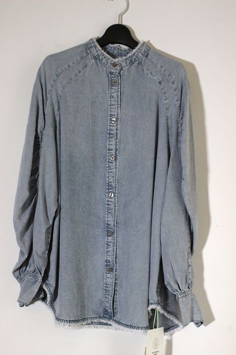 4.5ozテンセルデニムギャザーシャツ ブリーチ