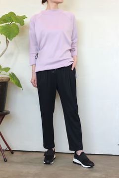 アクアスーティングリブテーパードパンツ ブラック