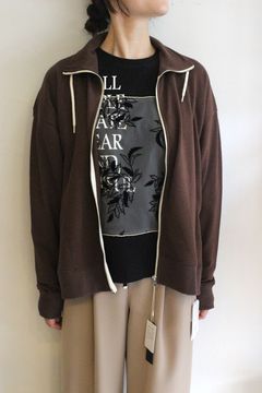 ガーゼフリースジップアップブルゾン ブラウン