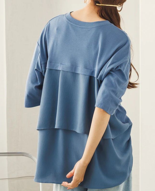 バックフリルTシャツ サックスブルー