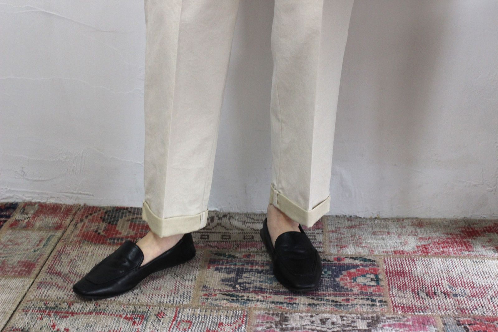 ワンウォッシュカラーデニムベーカーパンツ ベージュ