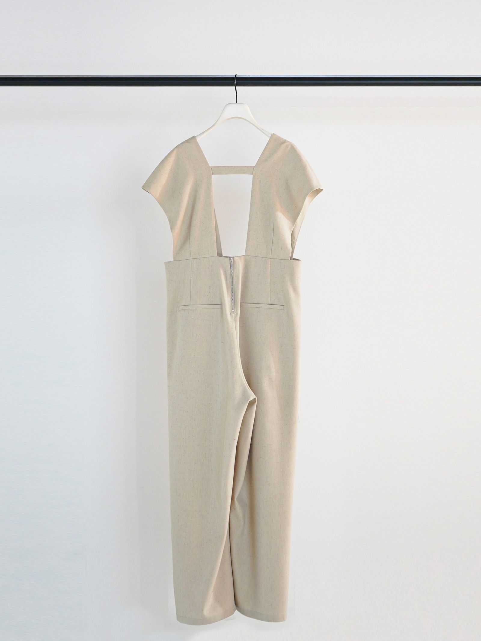 [3861-030MK] ワイドドレープコンビネゾン ライトベージュ