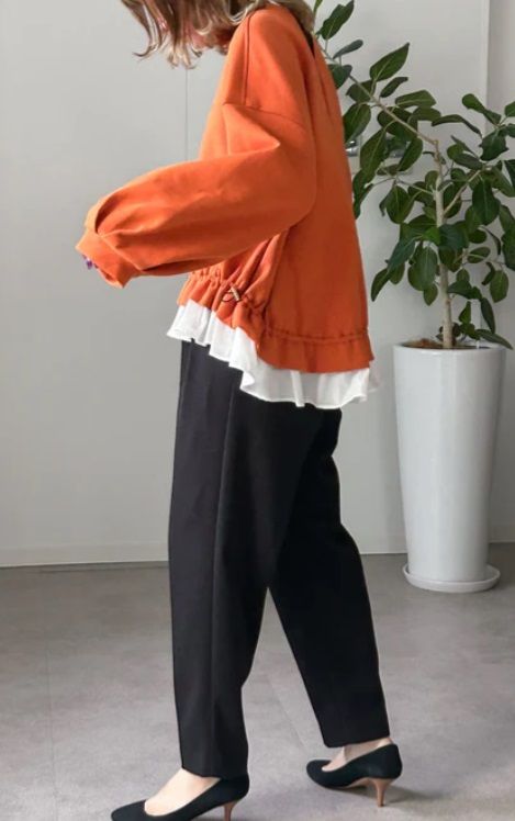 ウーリッシュフラノセンタープレスパンツ ブラック