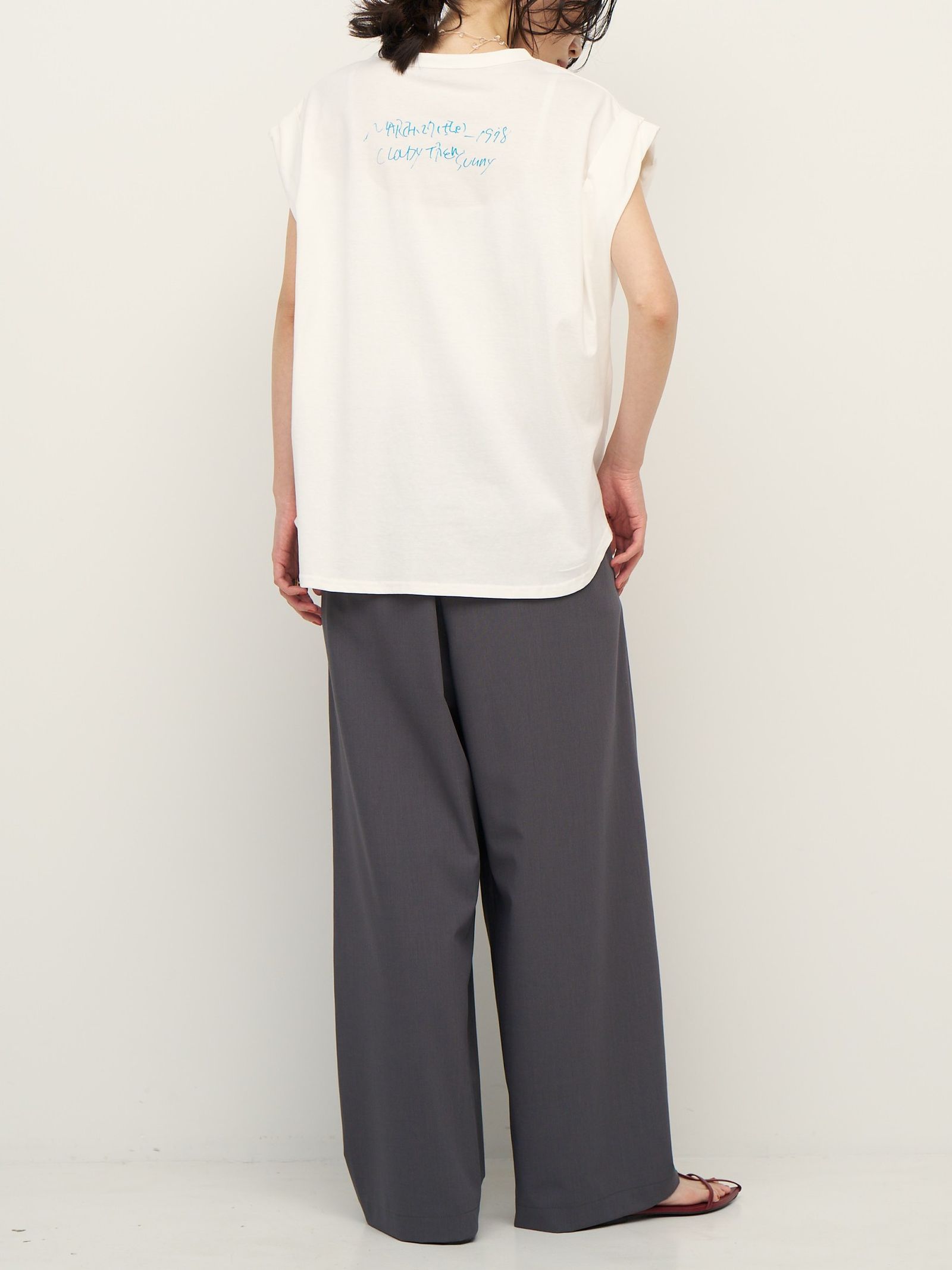 [8462-404KK] ラフスケッチプリントフレンチ ホワイト