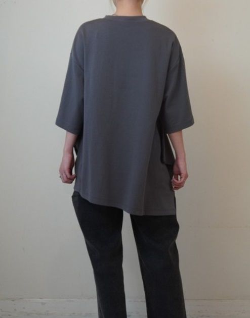 2WAYリーフフォトプリントレイヤードTシャツ チャコールグレー