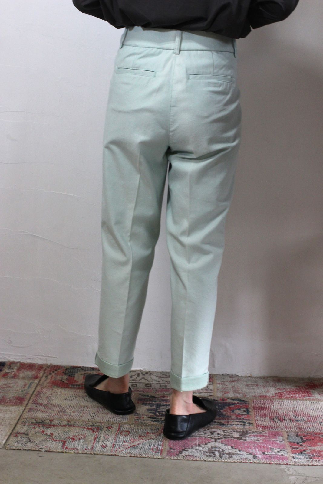 ワンウォッシュカラーデニムベーカーパンツ グリーン