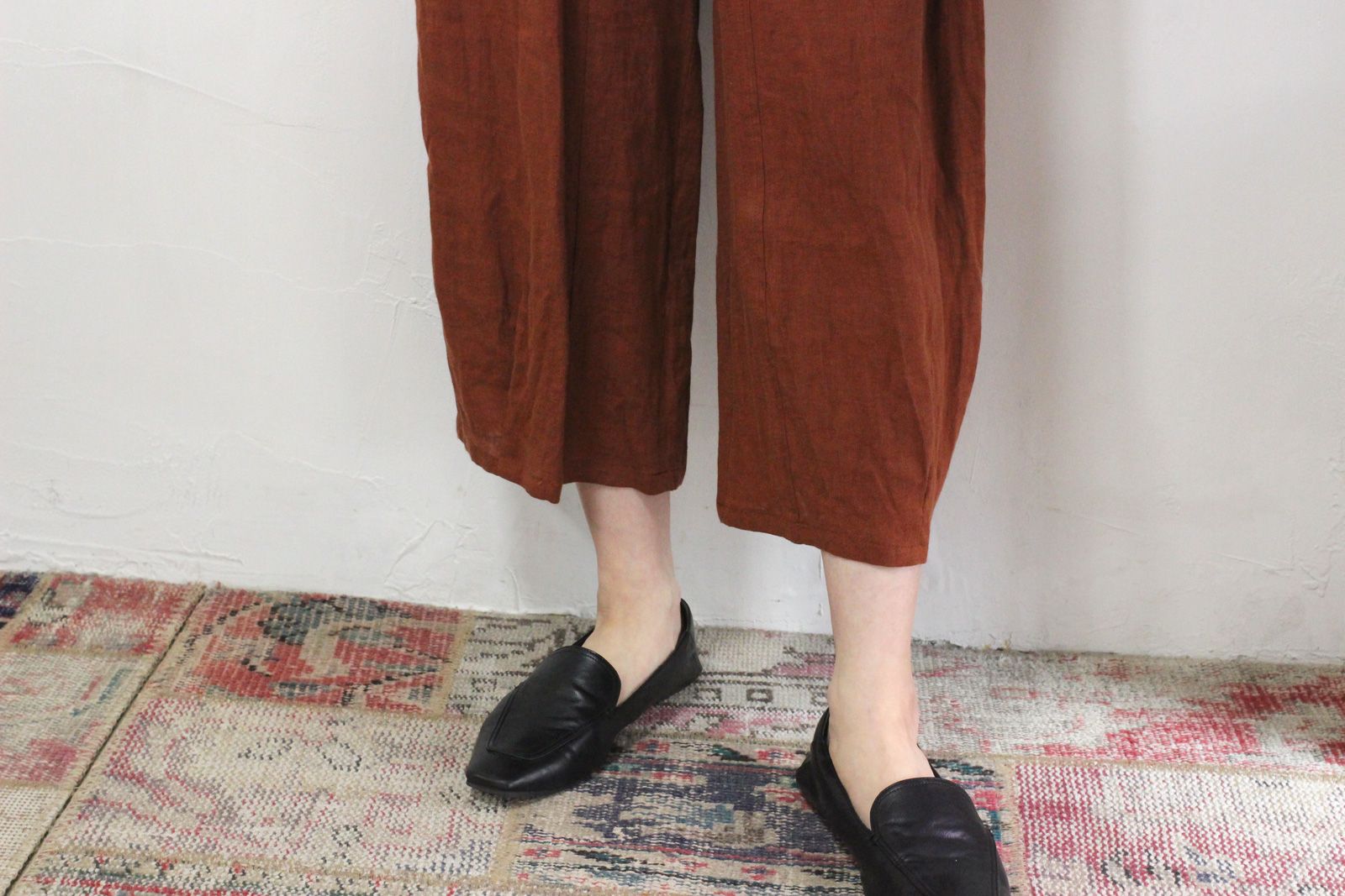 クロップドリネンパンツ オレンジ