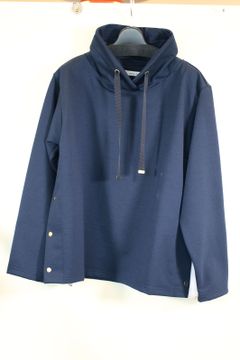 スタンドフードサイドスリットパーカー ネイビー