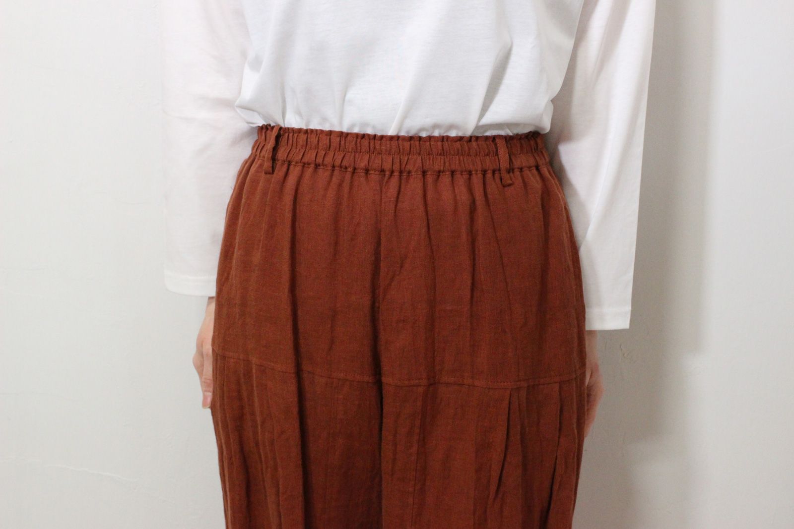 クロップドリネンパンツ オレンジ