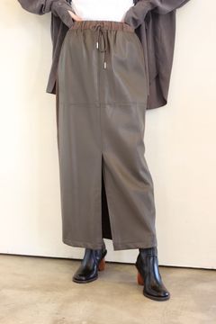 フェイクレザースカート カーキ