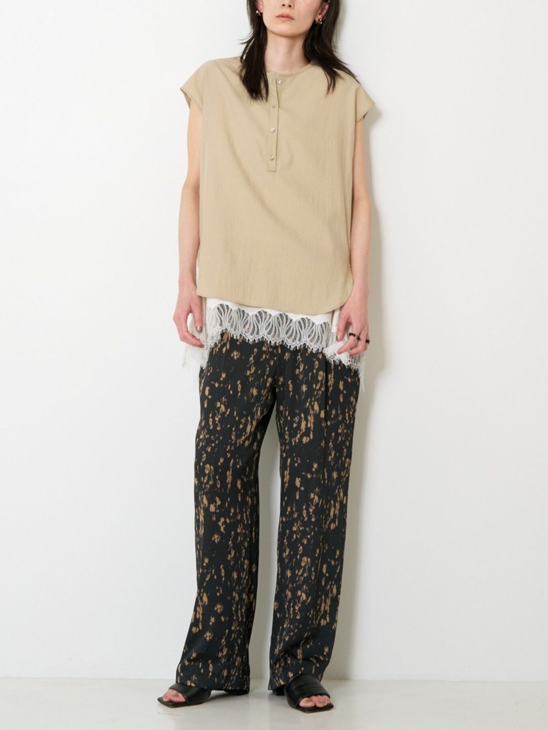 [3963-628MK] レオパードストレートイージーPT ブラック