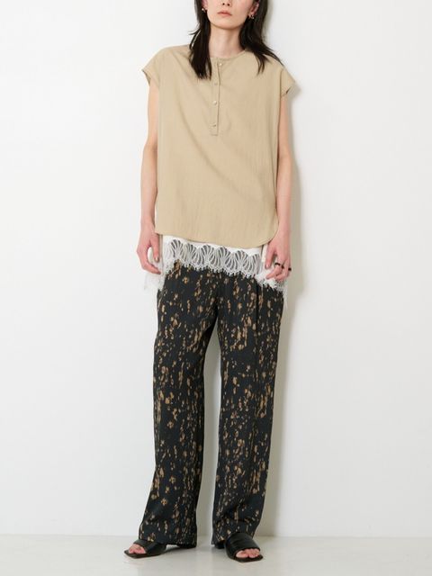 [3963-628MK] レオパードストレートイージーPT ブラック