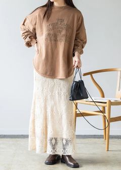 ミニ裏毛刺繍ロゴスウェット モカ