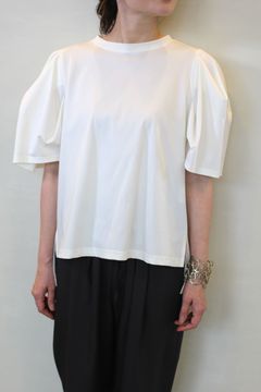 リコット編みパワショル半袖プルオーバー ホワイト
