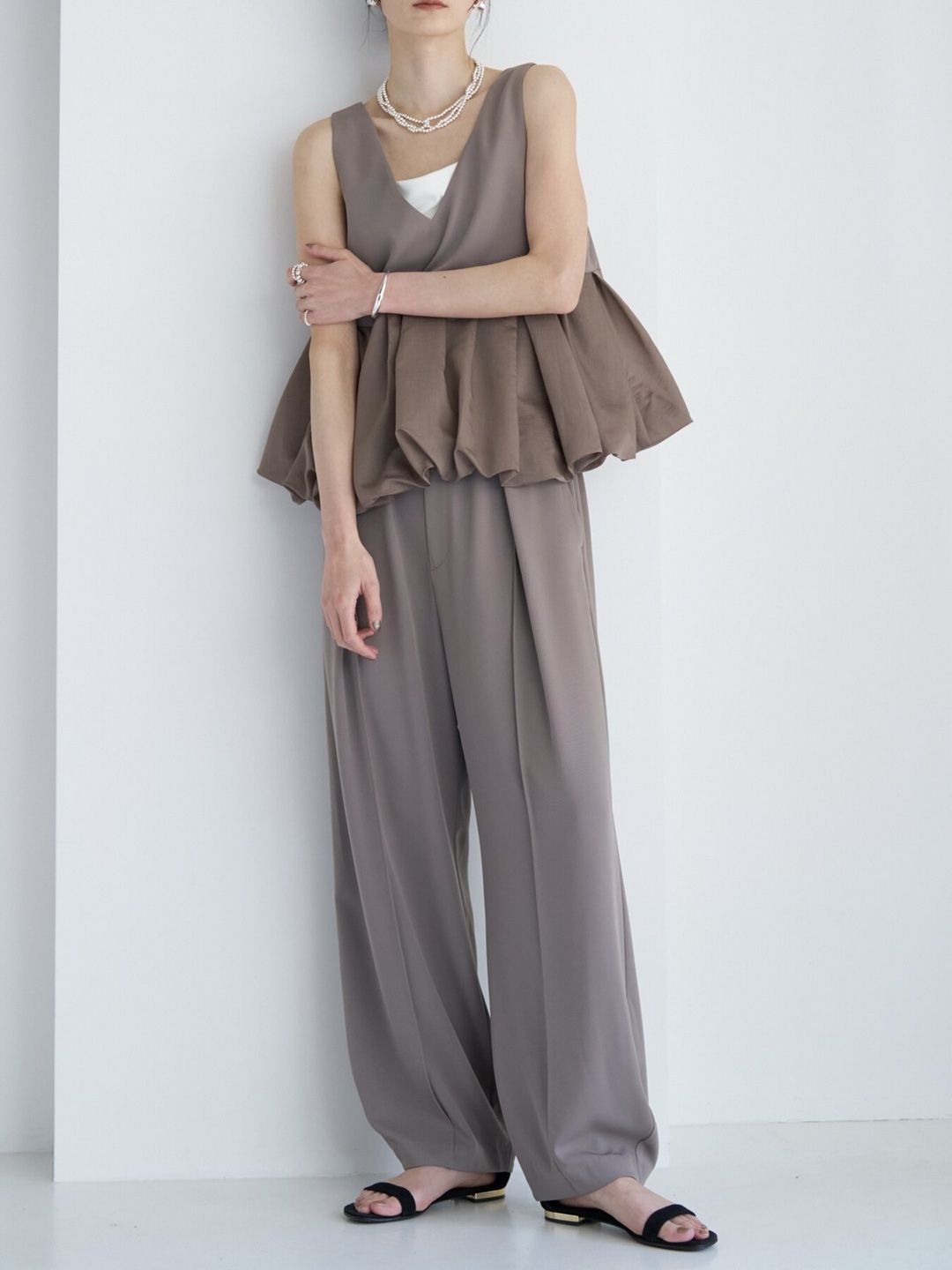 [1263-624MK] 2WAYバルーンビスチェ モカ