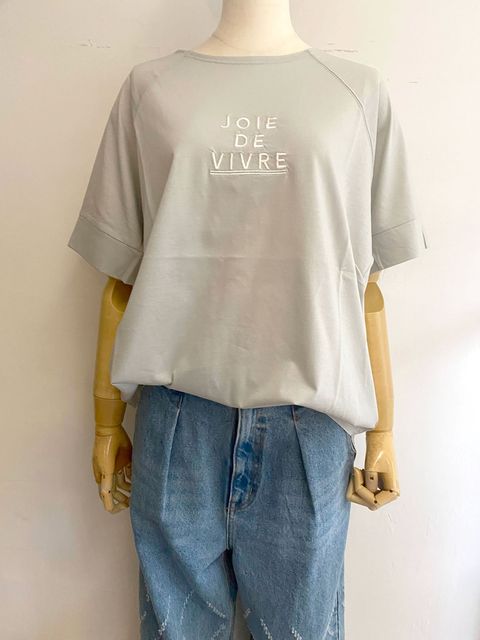 ロゴ刺繍ラグランTシャツ ライトグレー