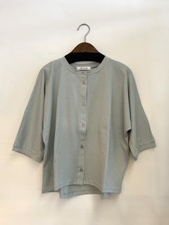 7分袖丸首カーディガン ライトグレー