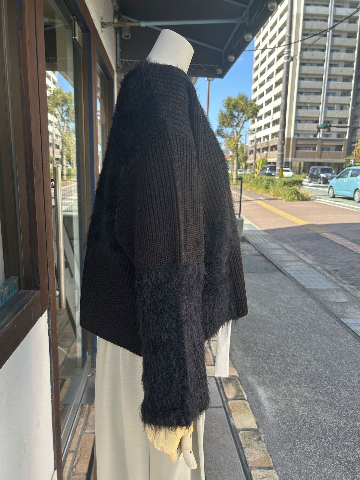 [9855-302JR] 編地MIXニットPO ブラック