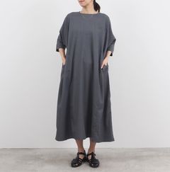 トロンとツイル フレアドレス チャコール