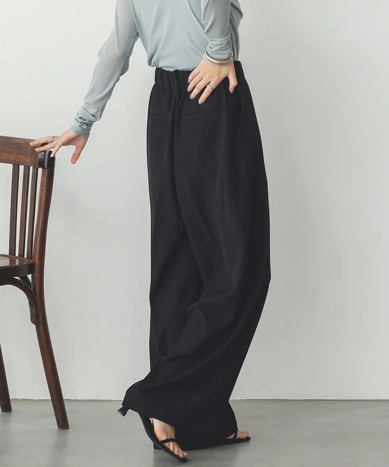 ストレッチポリツイルタックパンツ ブラック