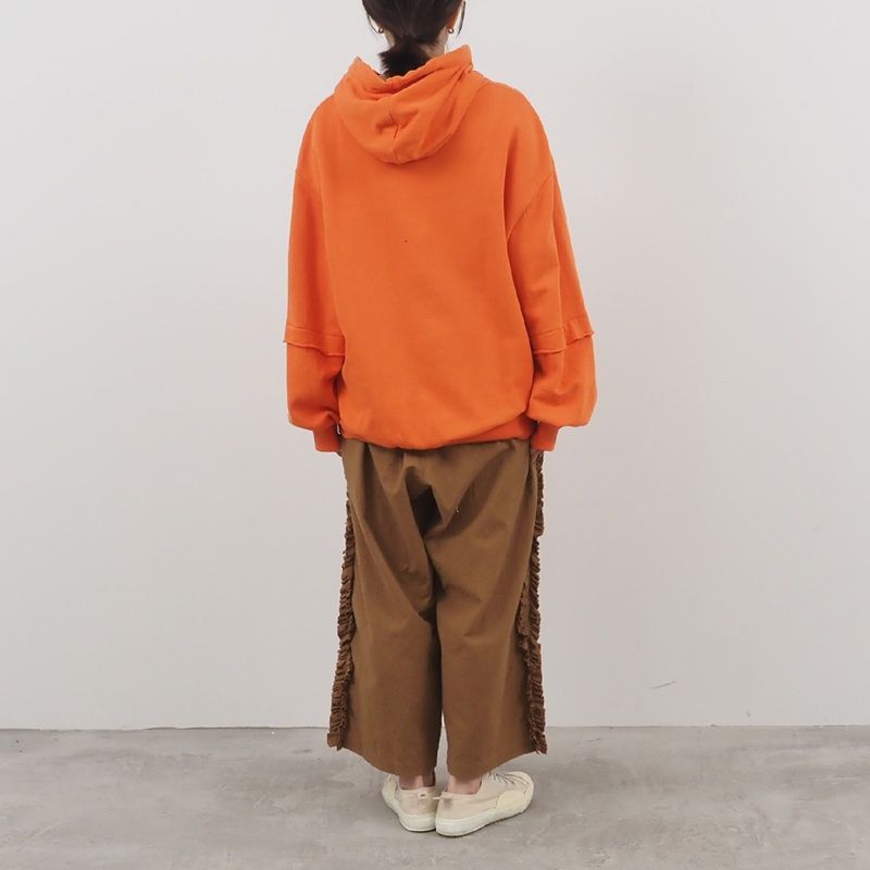 セントラル裏毛カットオフパーカー カーキグレー