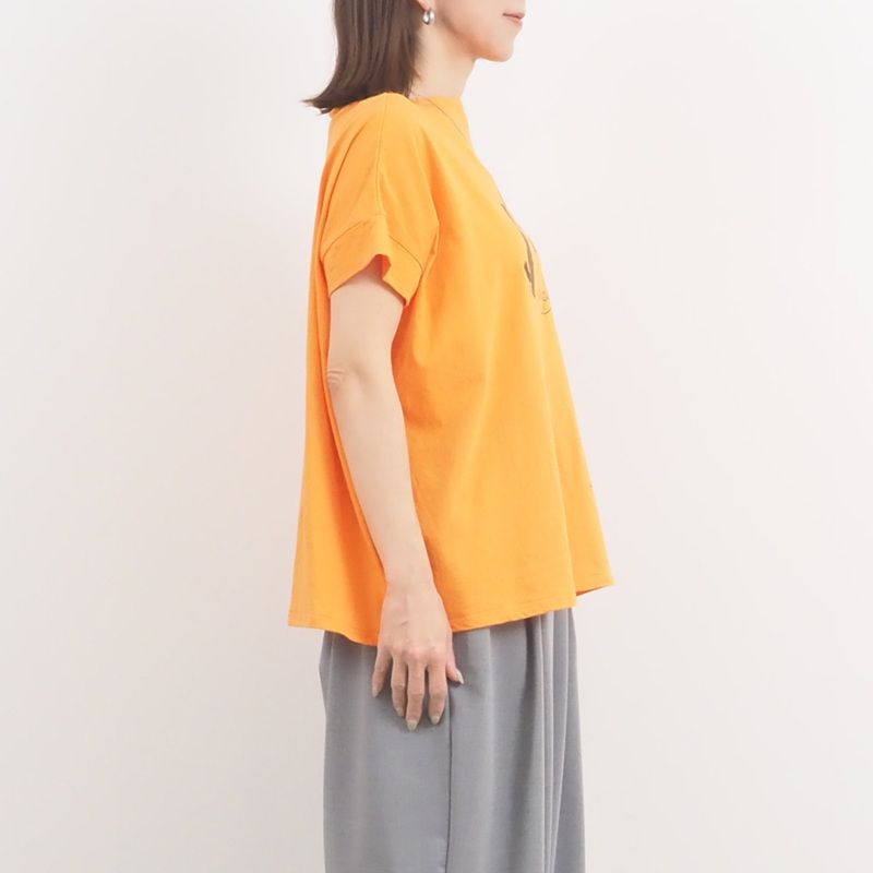 ナチュラルソフト天竺 まねき猫PTコンフィーシャツ オフブラック