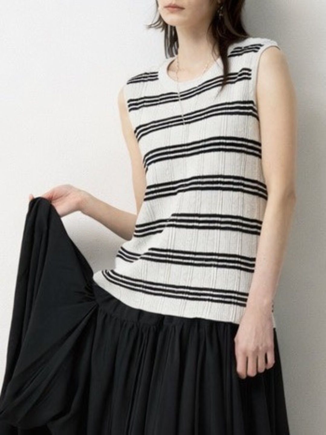 [9263-695GS] ランダムリブニットタンク グレーミックス